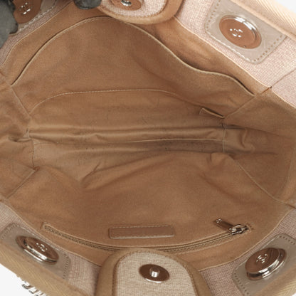 Chanel North/South Deauville Shopping Tote aus beigem Canvas