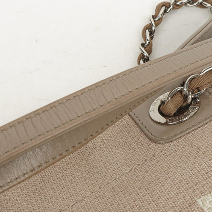 Chanel North/South Deauville Shopping Tote aus beigem Canvas
