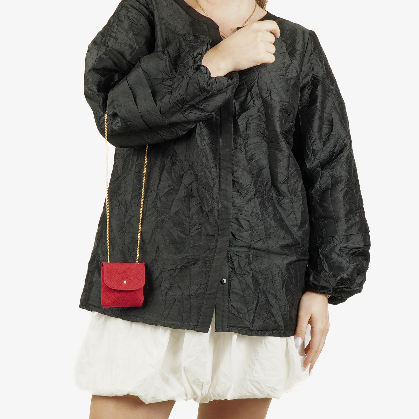CHANEL Micro Flap Bag aus rotem gestepptem Jersey