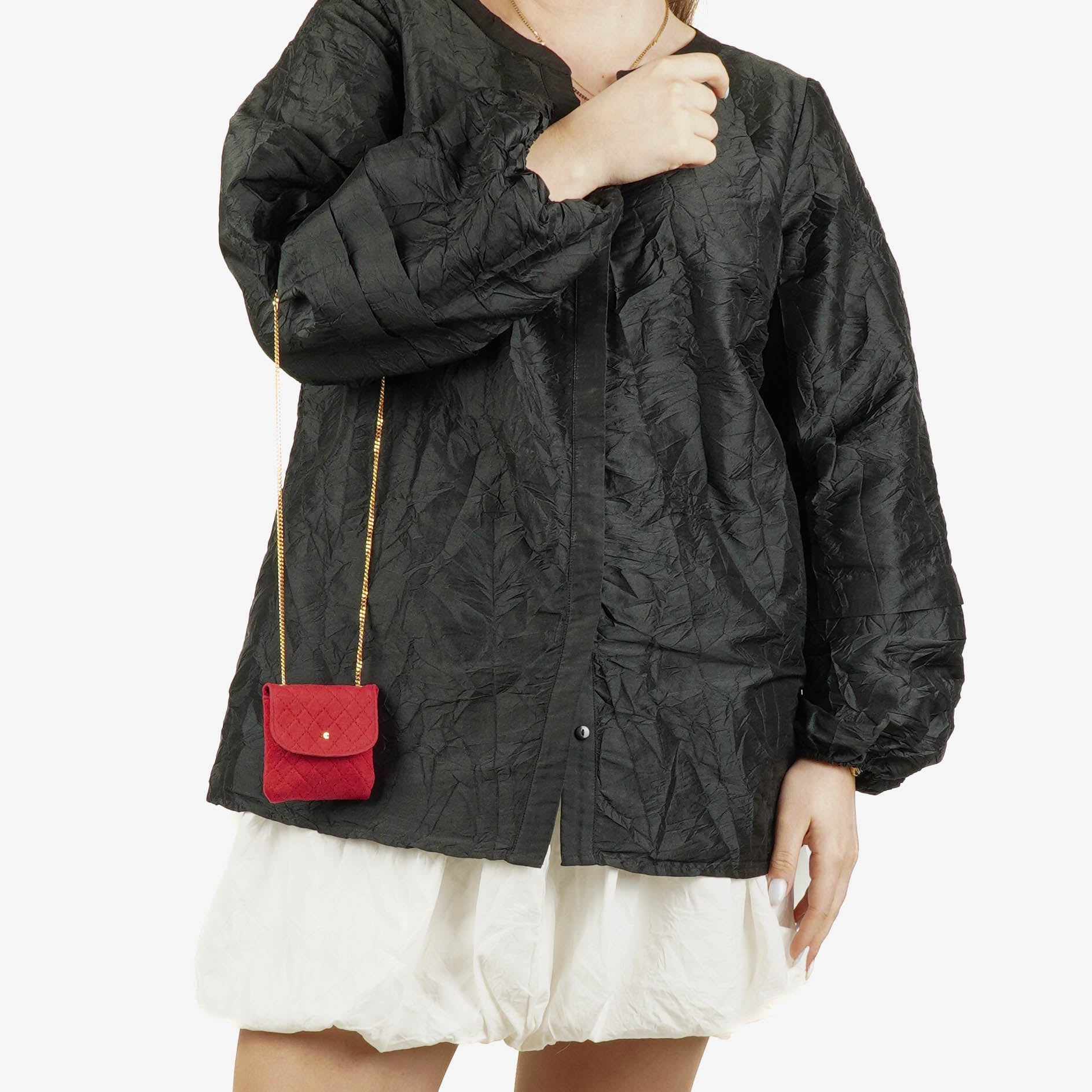 CHANEL Micro Flap Bag aus rotem gestepptem Jersey