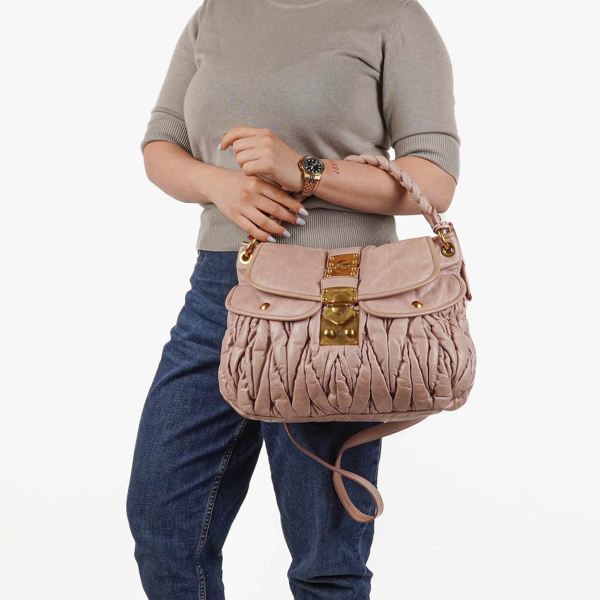 Miu Miu Matelasse Tote Bag aus Leder