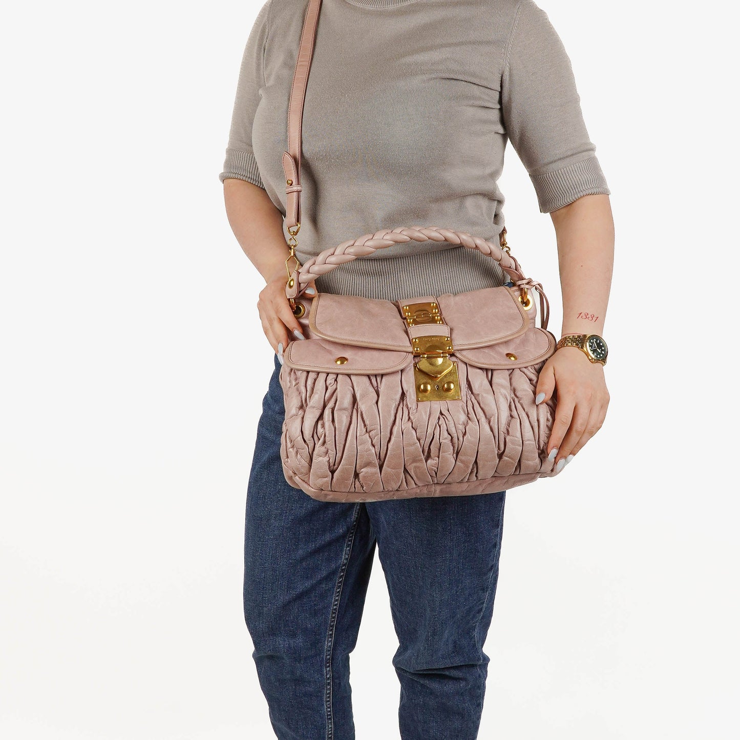 Miu Miu Matelasse Tote Bag aus Leder
