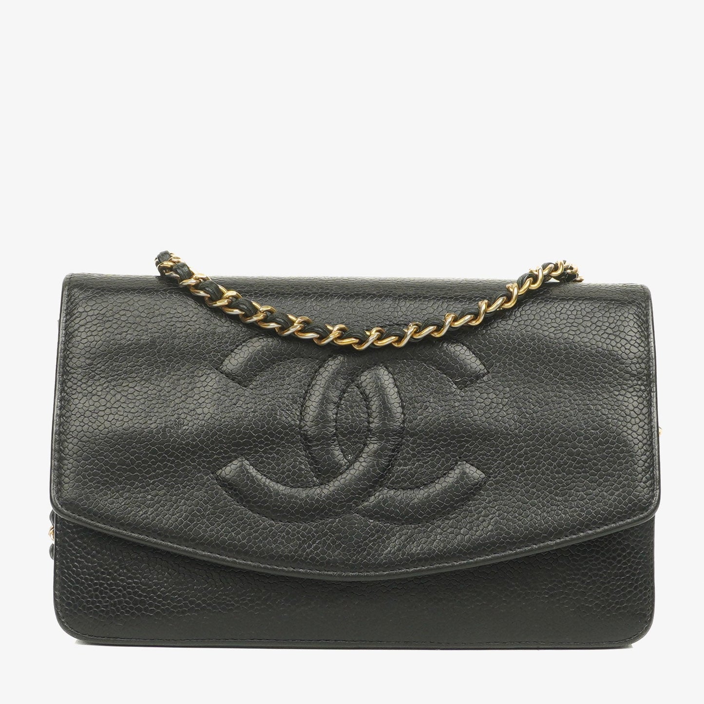 Chanel Timeless CC Wallet on Chain WOC in schwarzem Caviar