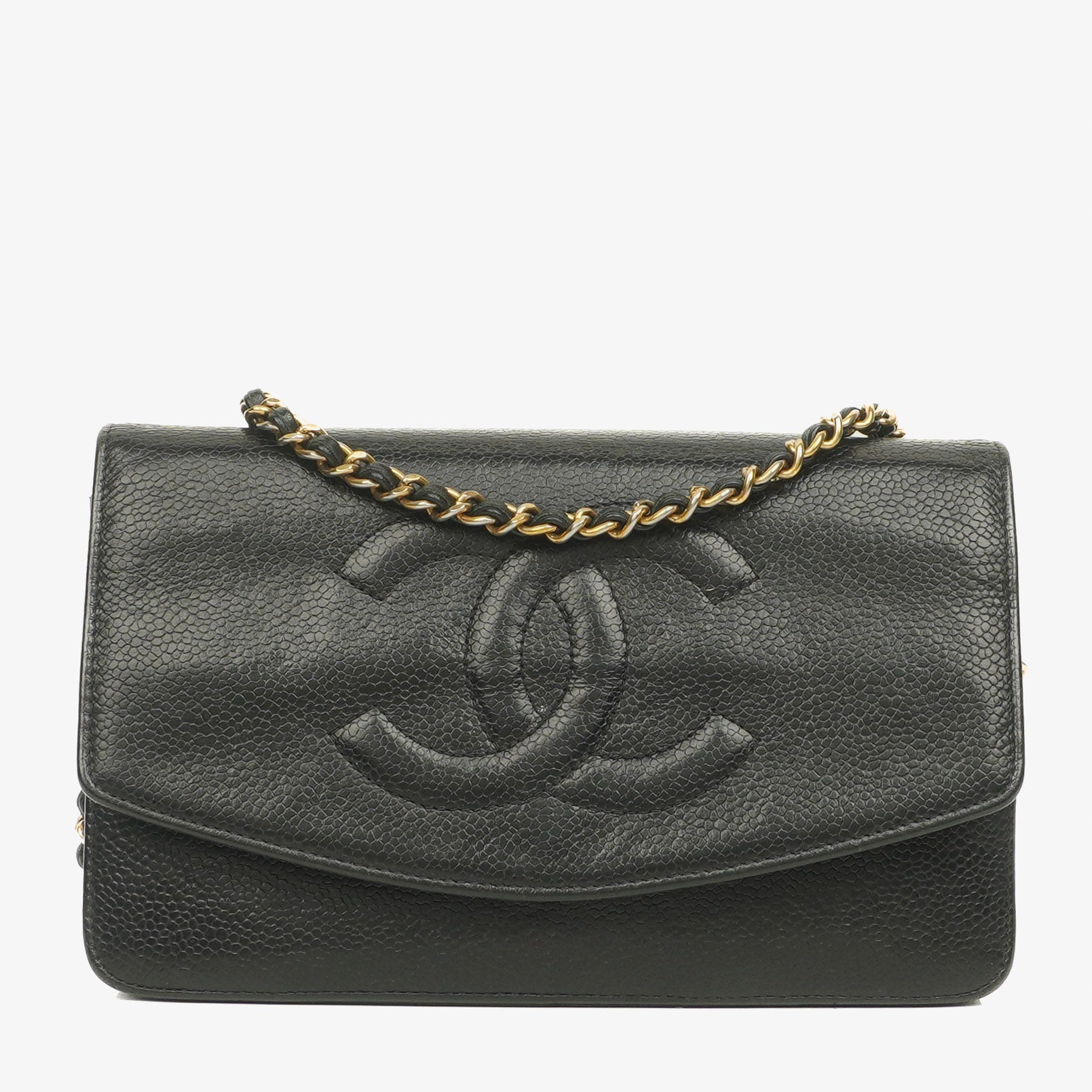 Chanel Timeless CC Wallet on Chain WOC in schwarzem Caviar