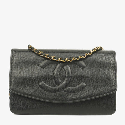 Chanel Timeless CC Wallet on Chain WOC in schwarzem Caviar