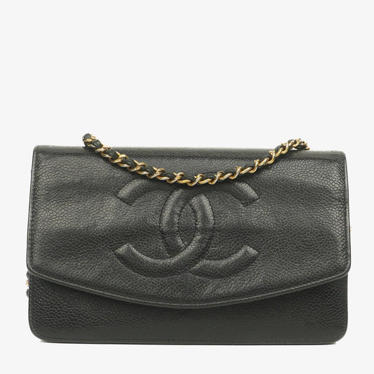Chanel Timeless CC Wallet on Chain WOC in schwarzem Caviar