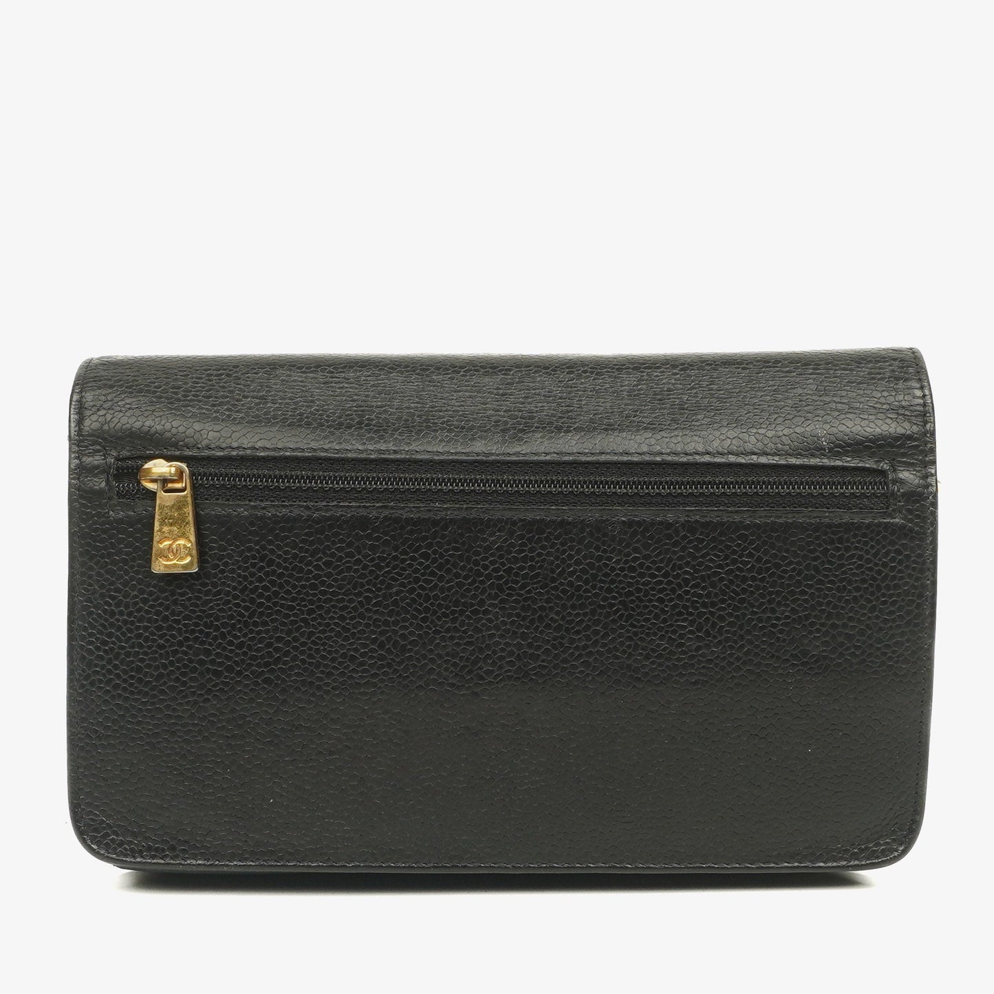 Chanel Timeless CC Wallet on Chain WOC in schwarzem Caviar