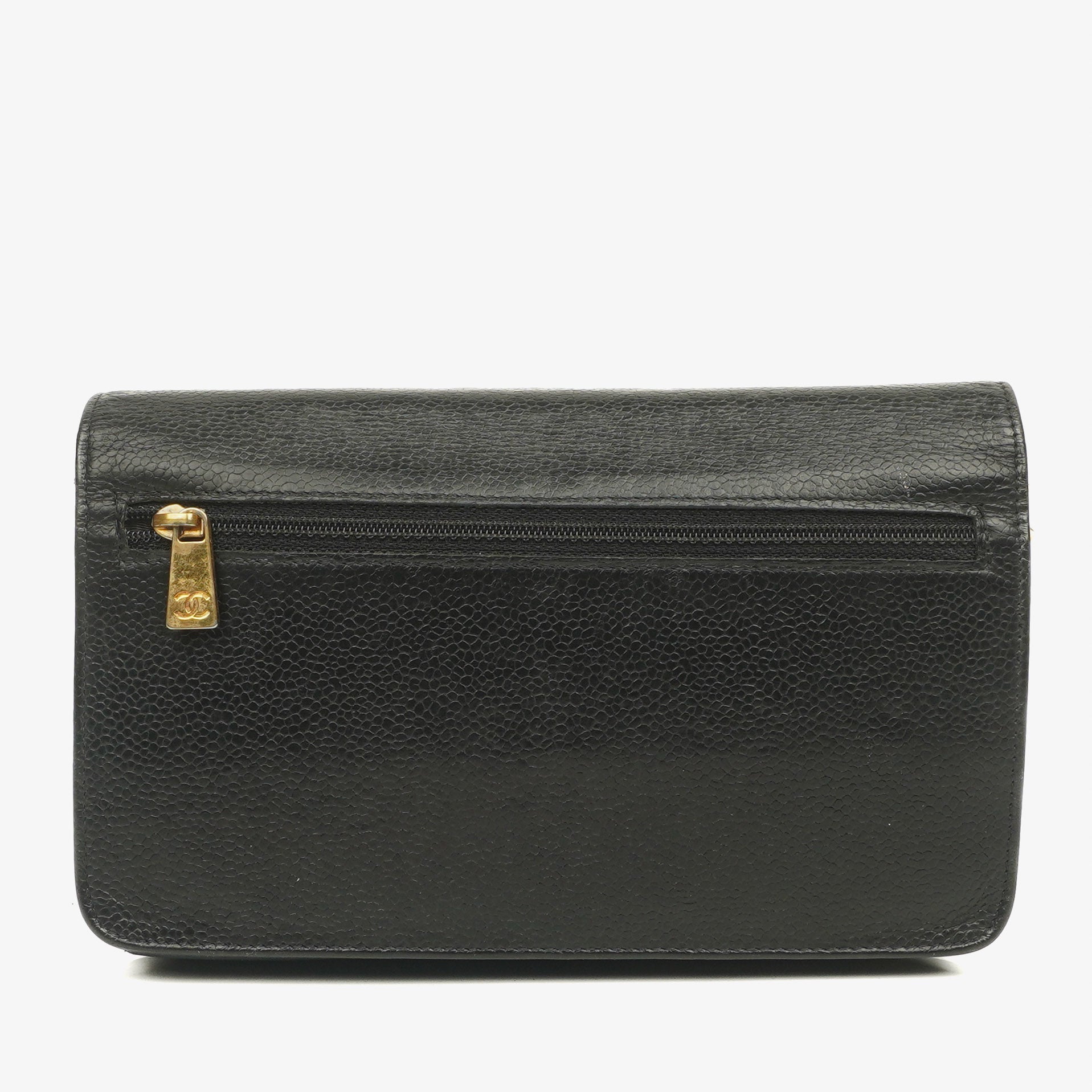 Chanel Timeless CC Wallet on Chain WOC in schwarzem Caviar