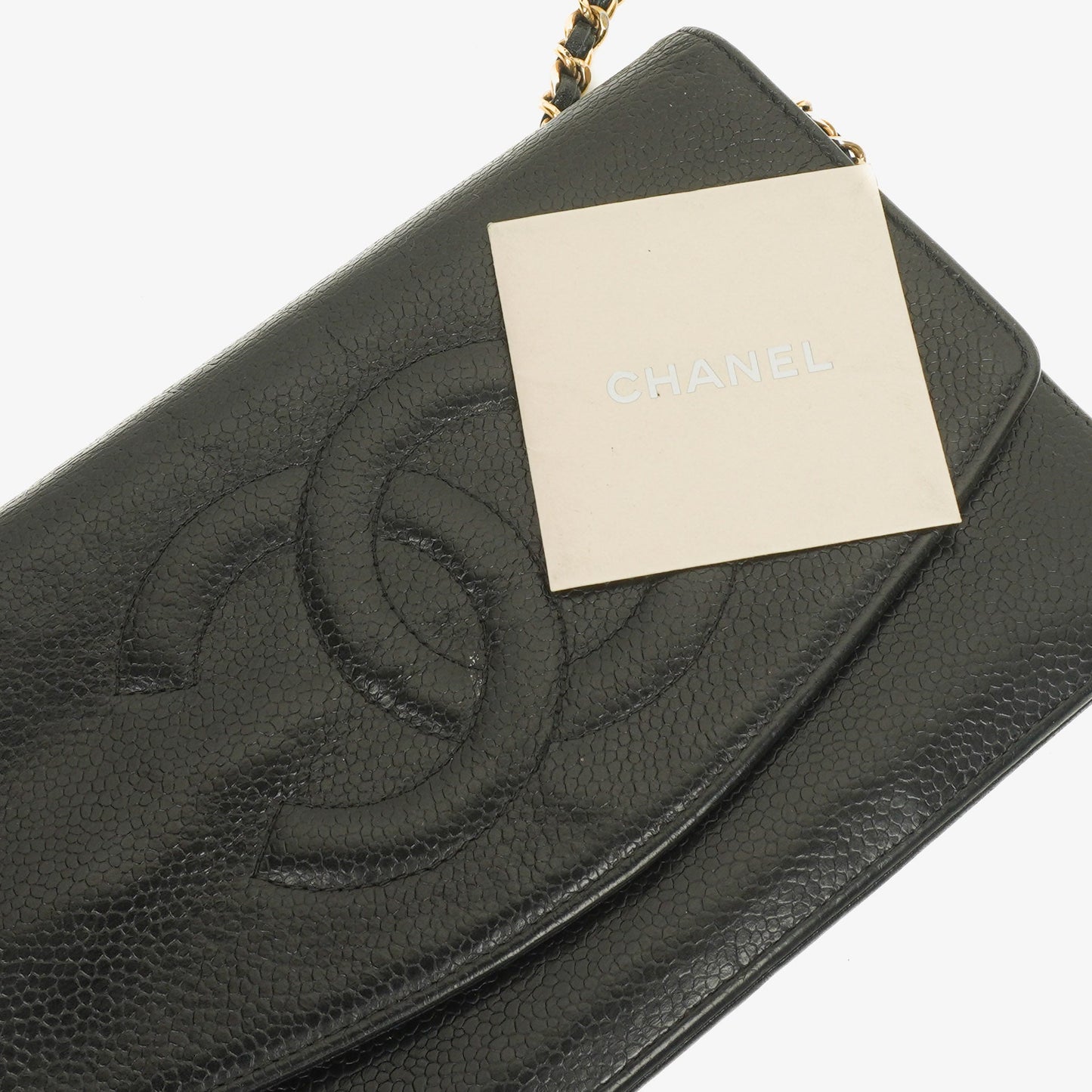 Chanel Timeless CC Wallet on Chain WOC in schwarzem Caviar