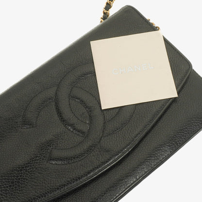 Chanel Timeless CC Wallet on Chain WOC in schwarzem Caviar