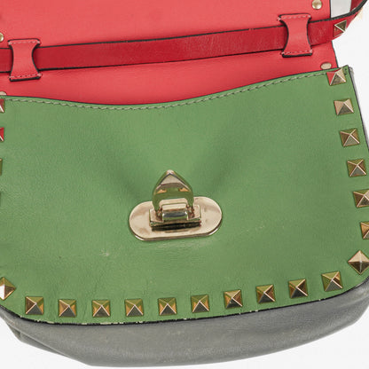 Valentino Garavani Rockstud Flip-Lock Klappentasche aus dreifarbigem Leder