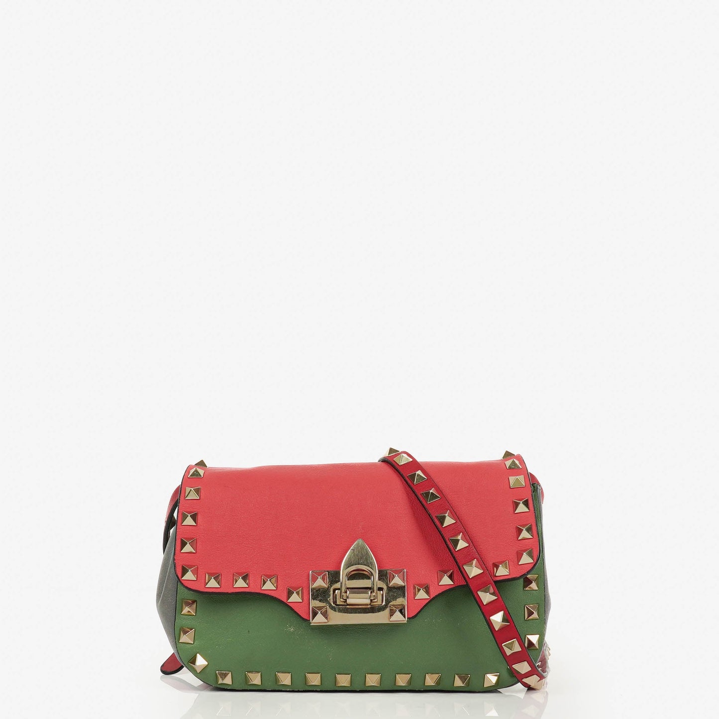 Valentino Garavani Rockstud Flip-Lock Klappentasche aus dreifarbigem Leder
