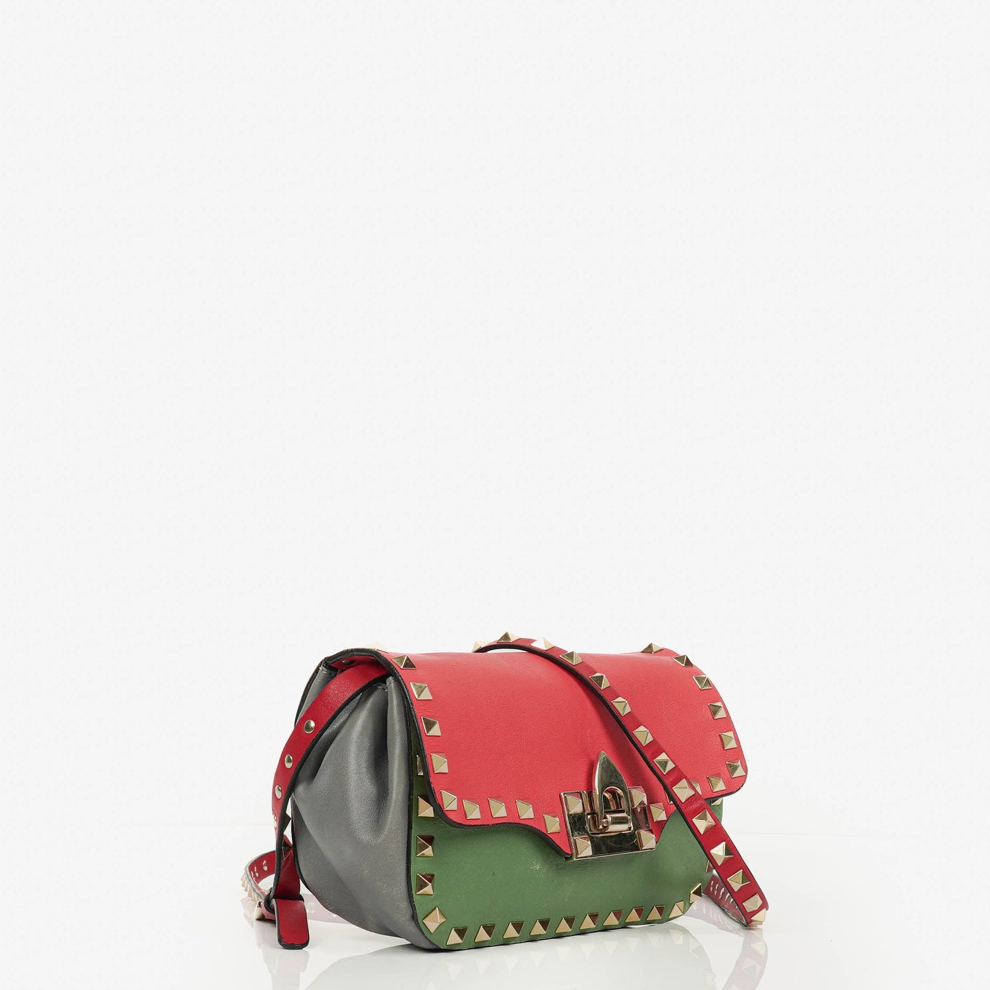 Valentino Garavani Rockstud Flip-Lock Klappentasche aus dreifarbigem Leder