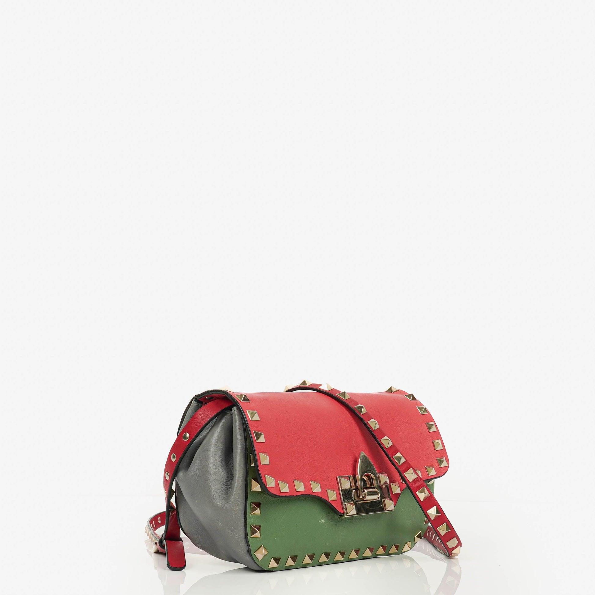 Valentino Garavani Rockstud Flip-Lock Klappentasche aus dreifarbigem Leder