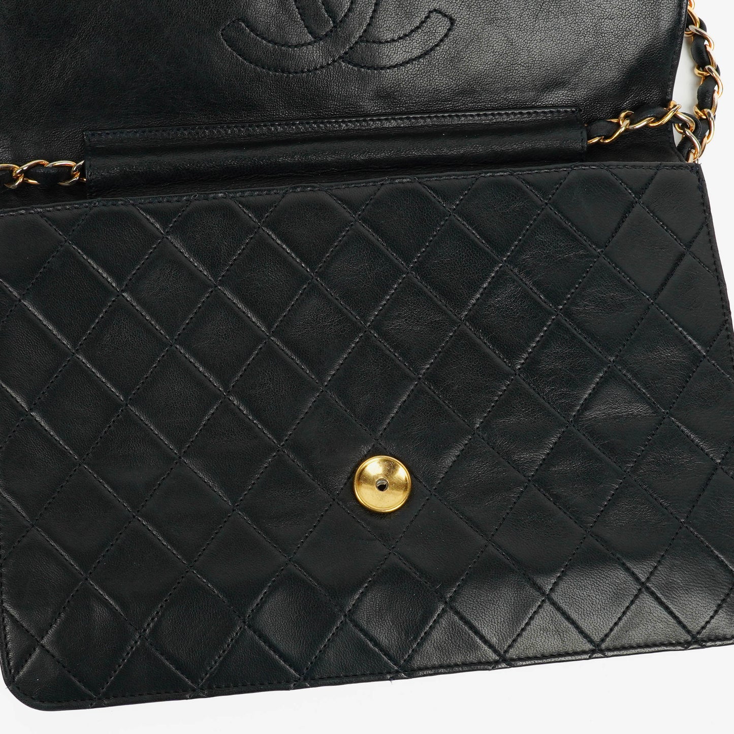 Chanel Classic Single Flap Tasche aus dunkelnavy gestepptem Lammleder mit 24K vergoldeter Hardware