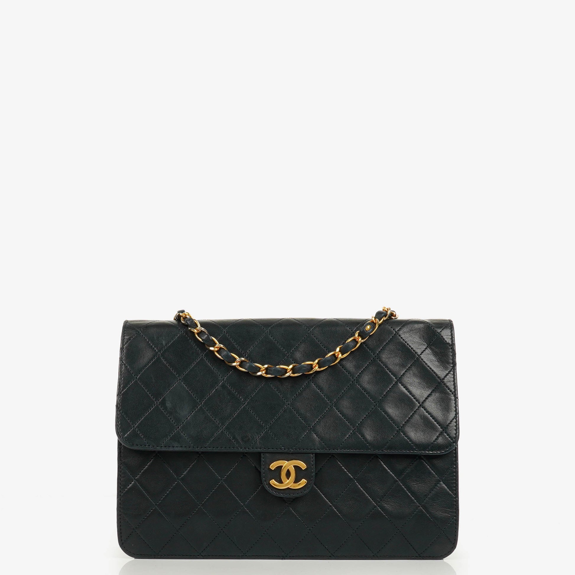 Chanel Classic Single Flap Tasche aus dunkelnavy gestepptem Lammleder mit 24K vergoldeter Hardware