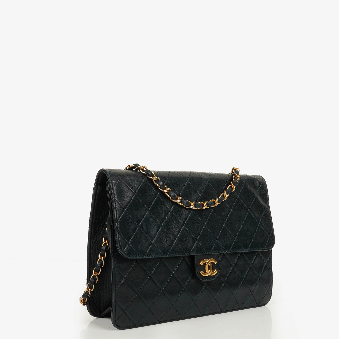 Chanel Classic Single Flap Tasche aus dunkelnavy gestepptem Lammleder mit 24K vergoldeter Hardware