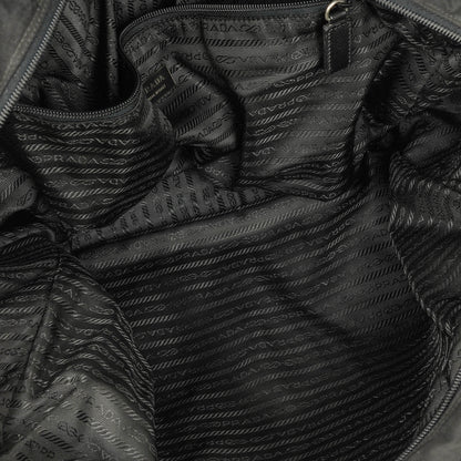 Prada Viaggio Reisetasche aus schwarzem Nylon und Nero Leder