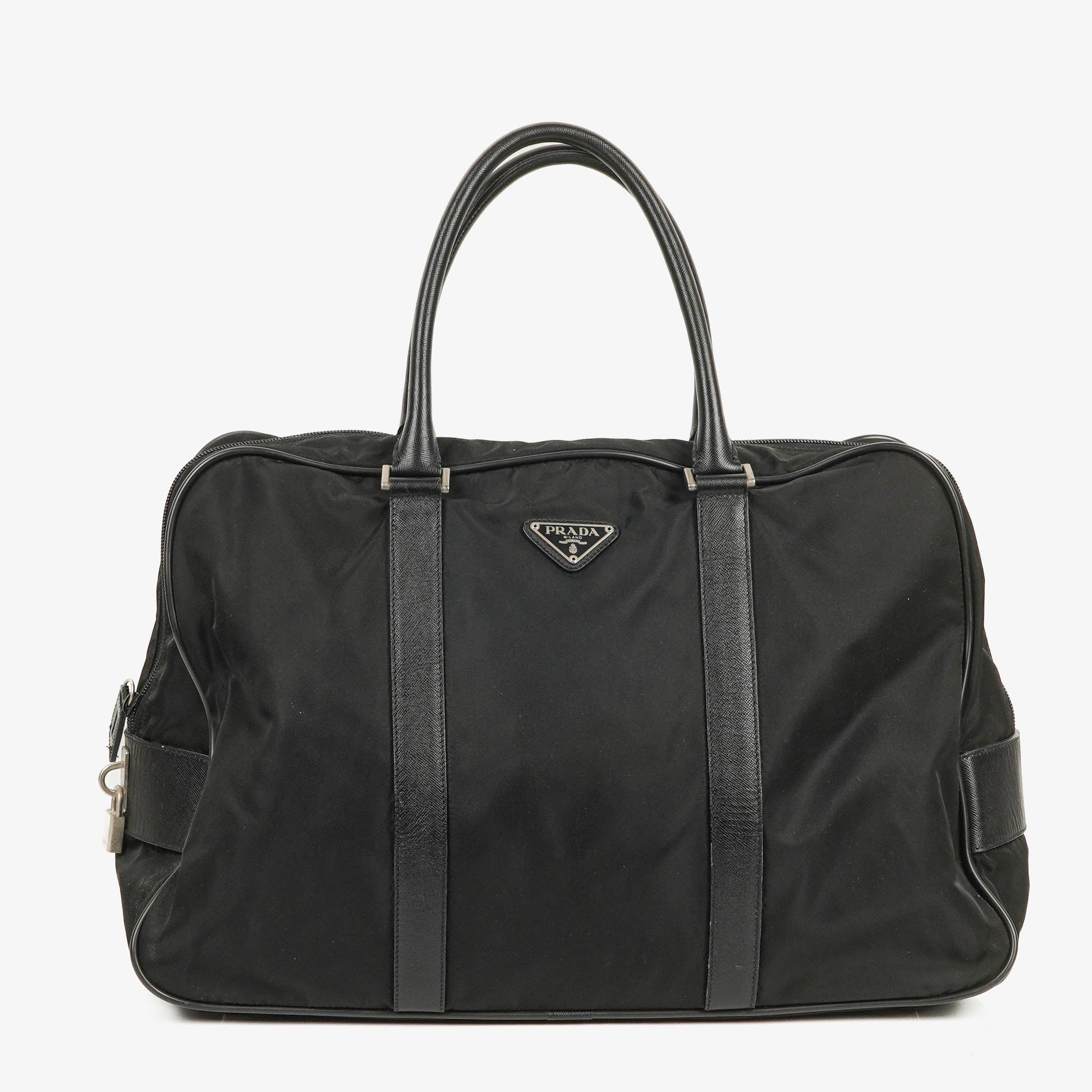 Prada Viaggio Reisetasche aus schwarzem Nylon und Nero Leder