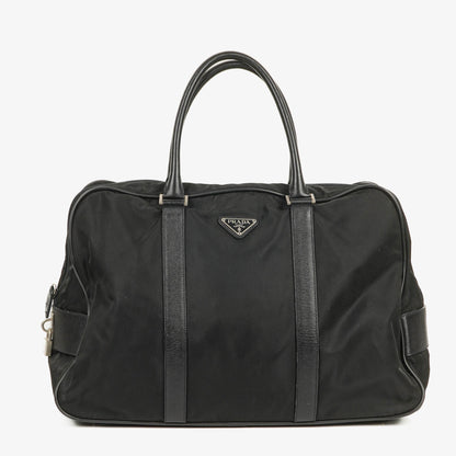 Prada Viaggio Reisetasche aus schwarzem Nylon und Nero Leder