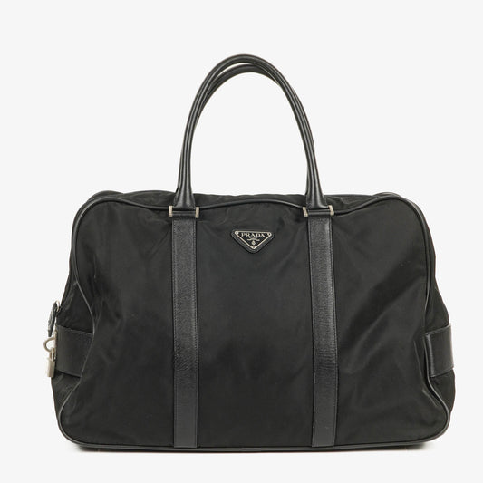 Prada Viaggio Reisetasche aus schwarzem Nylon und Nero Leder