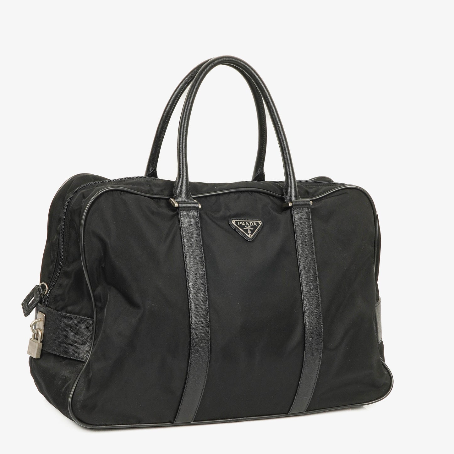 Prada Viaggio Reisetasche aus schwarzem Nylon und Nero Leder