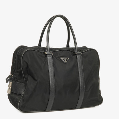 Prada Viaggio Reisetasche aus schwarzem Nylon und Nero Leder