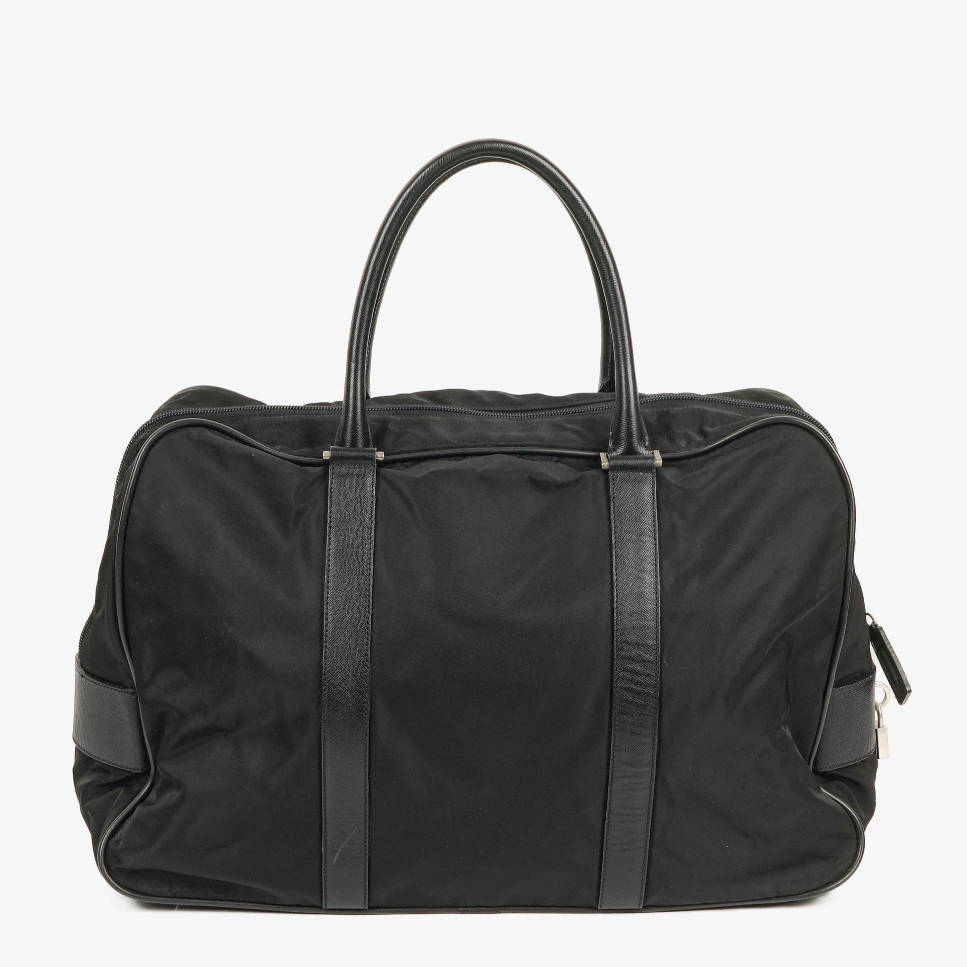 Prada Viaggio Reisetasche aus schwarzem Nylon und Nero Leder