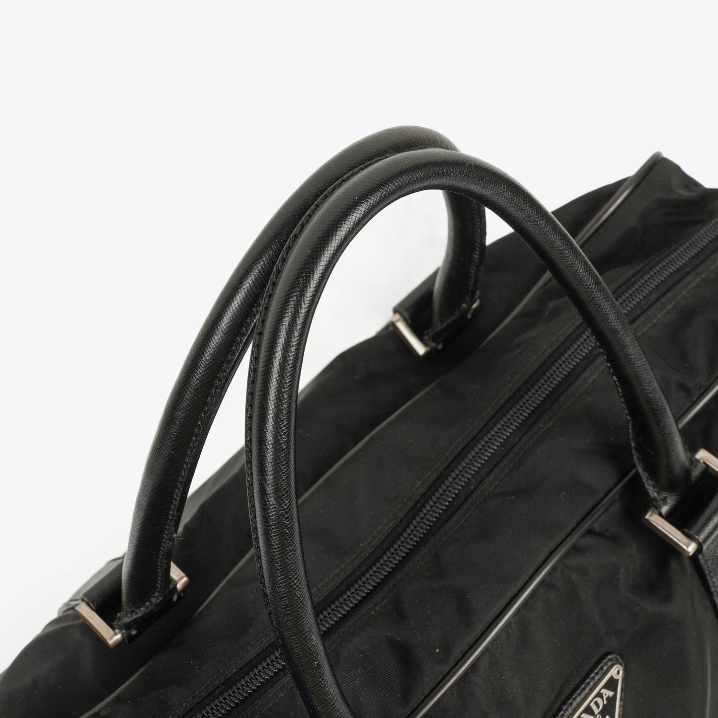 Prada Viaggio Reisetasche aus schwarzem Nylon und Nero Leder