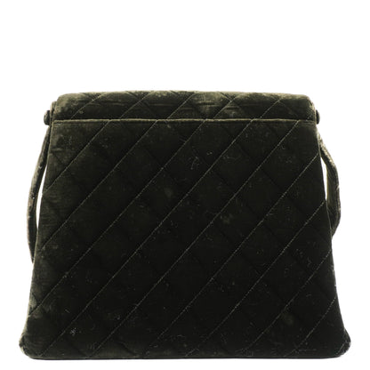 Chanel Flap Schultertasche aus olivgrünem gestepptem Samt