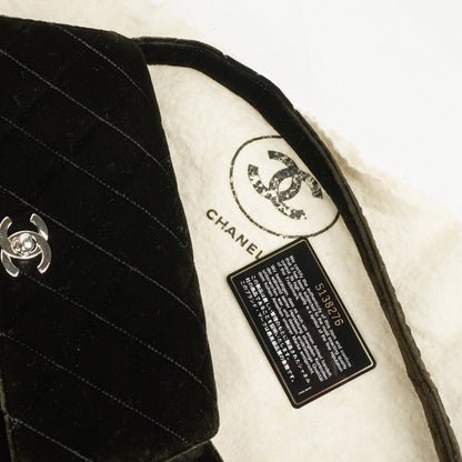 Chanel Flap Schultertasche aus olivgrünem gestepptem Samt