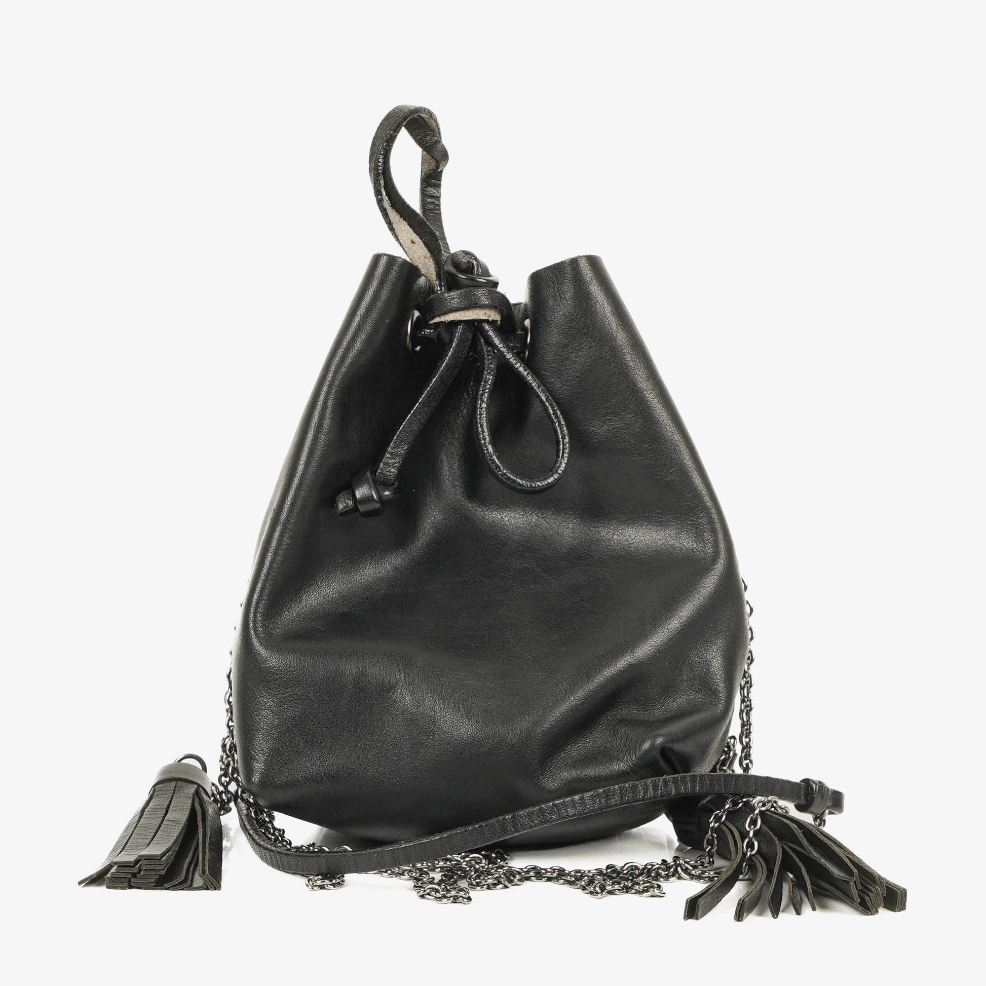 Miu Miu Mini Bucket schwarze Leder Schultertasche