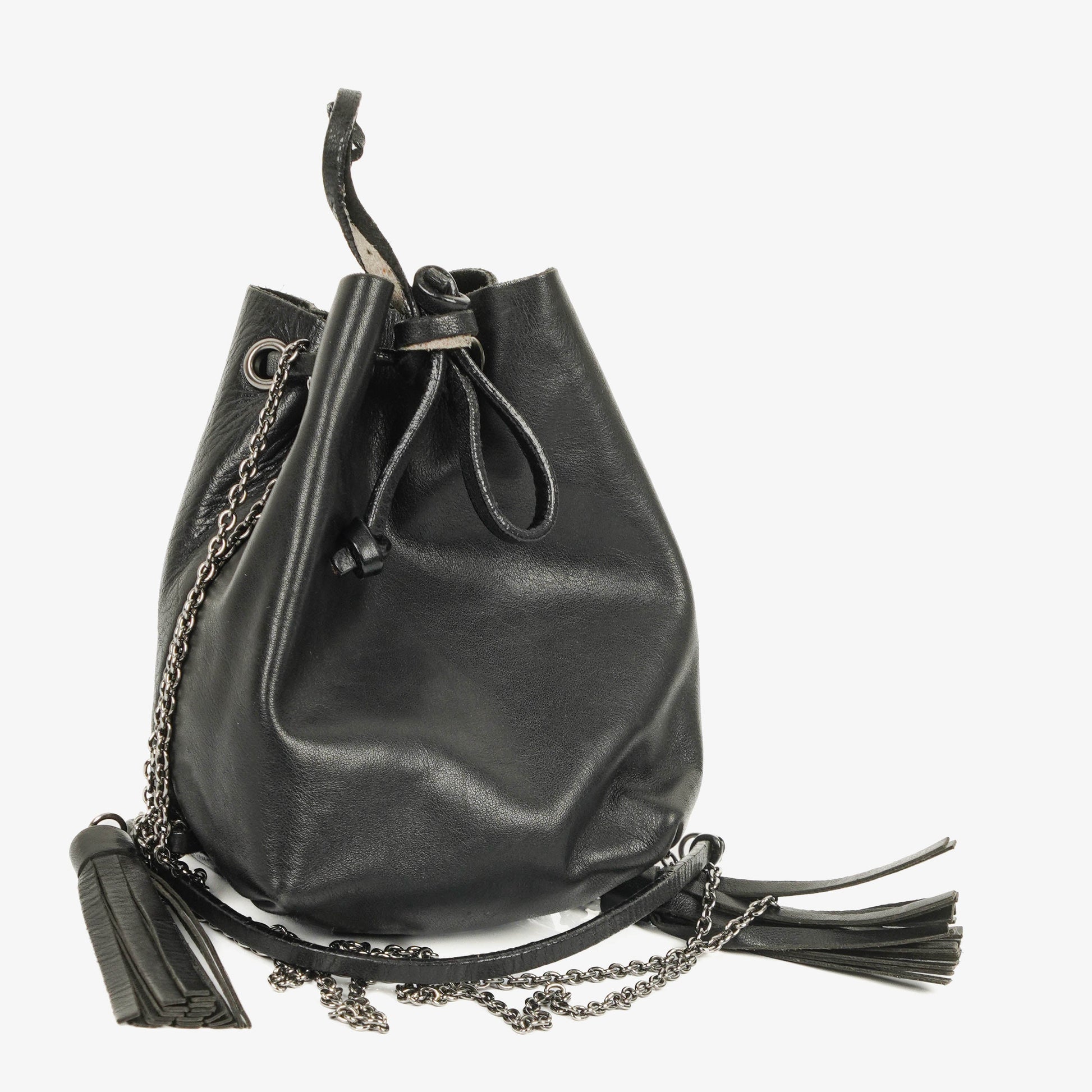 Miu Miu Mini Bucket schwarze Leder Schultertasche