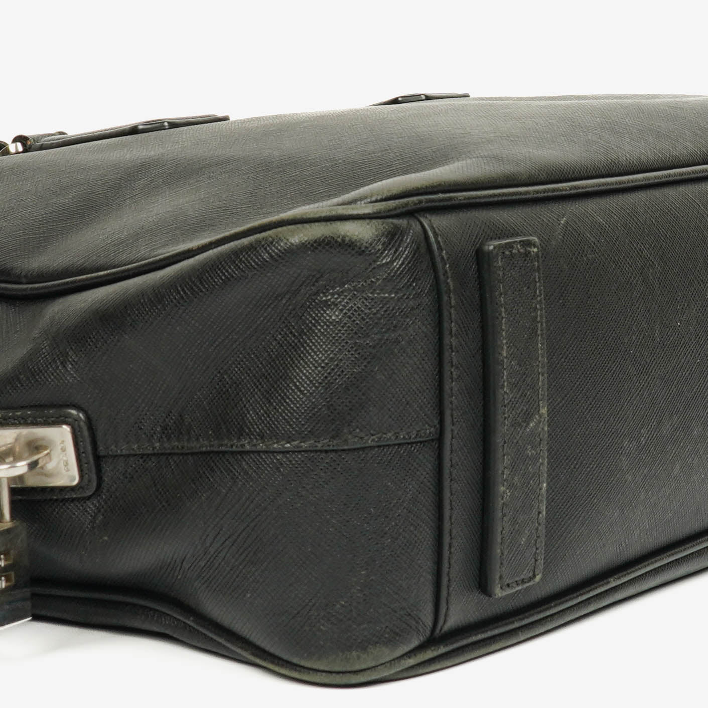 Prada Saffiano Aktentasche aus schwarzem Leder