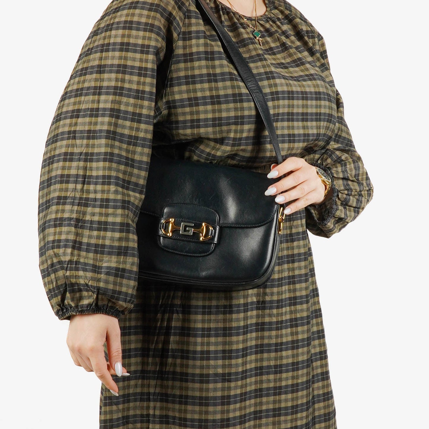 Gucci Horsebit 1955 Schultertasche in Navy
