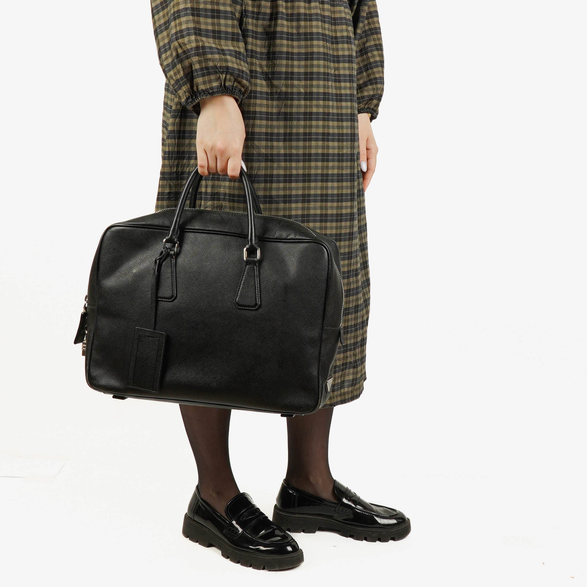 Prada Saffiano Aktentasche aus schwarzem Leder
