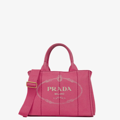 Prada Peonia Canapa Denim Logo Tote Bag