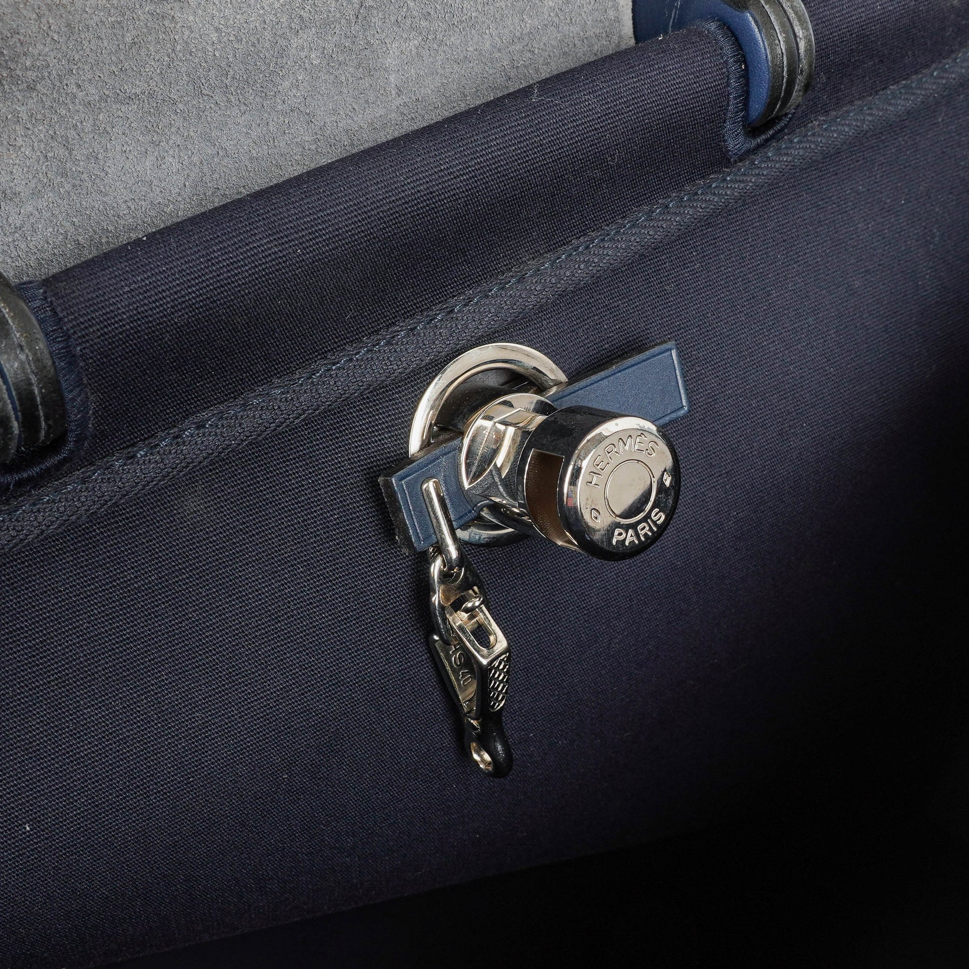 Hermès Herbag Navy Canvas Vache Hunter MM 2-in-1 Tasche