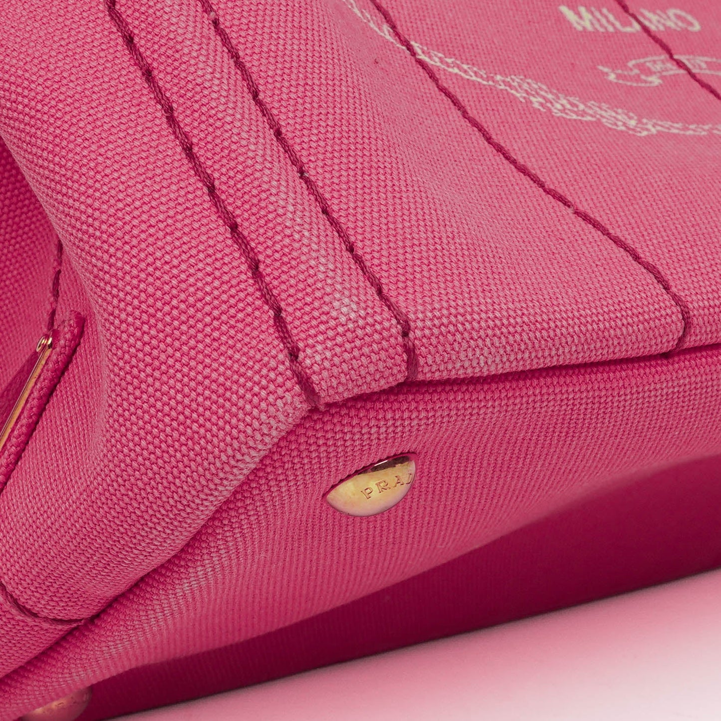 Prada Peonia Canapa Denim Logo Tote Bag