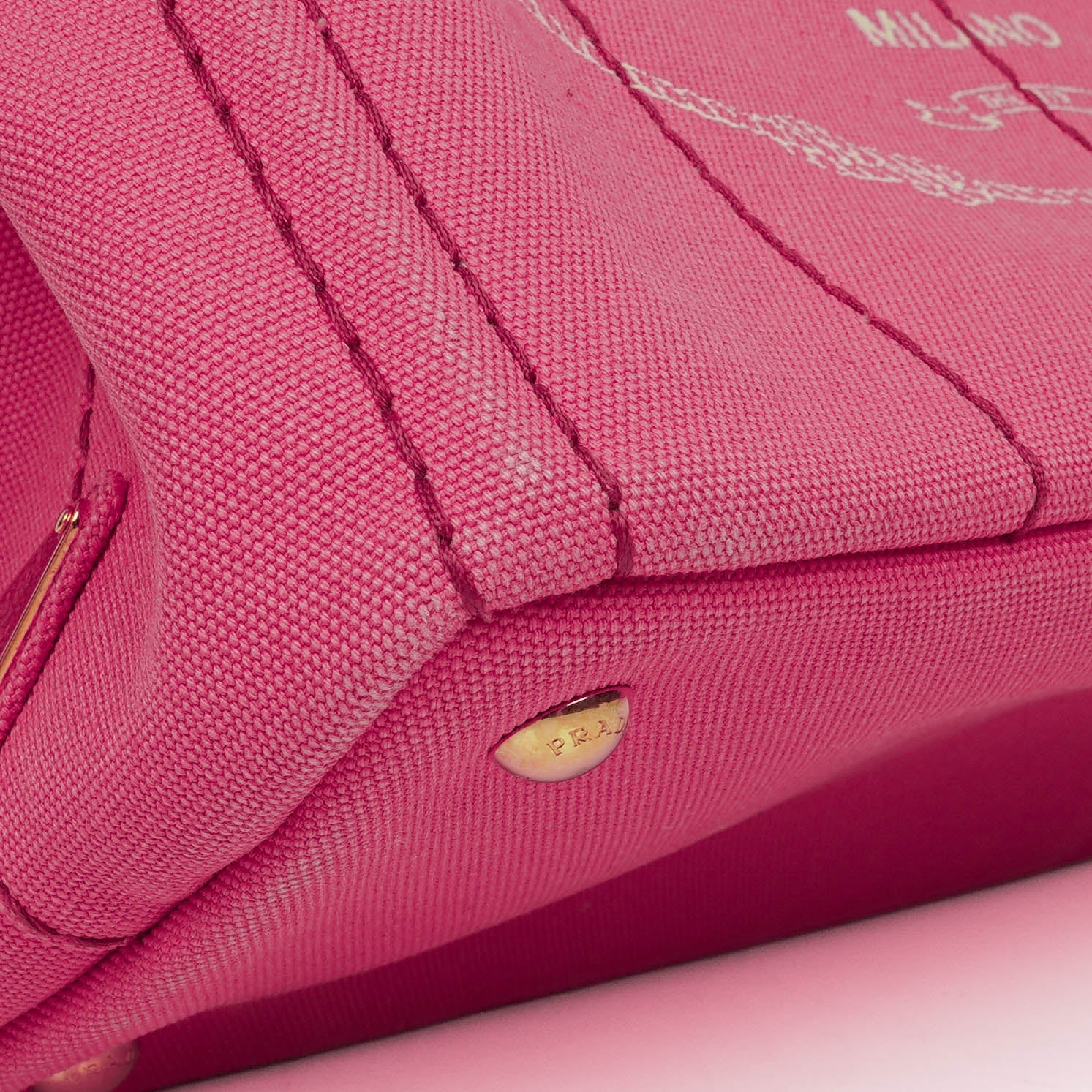 Prada Peonia Canapa Denim Logo Tote Bag