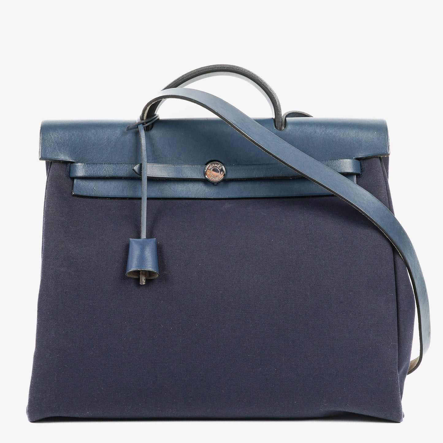 Hermès Herbag Navy Canvas Vache Hunter MM 2-in-1 Tasche