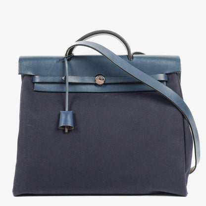 Hermès Herbag Navy Canvas Vache Hunter MM 2-in-1 Tasche