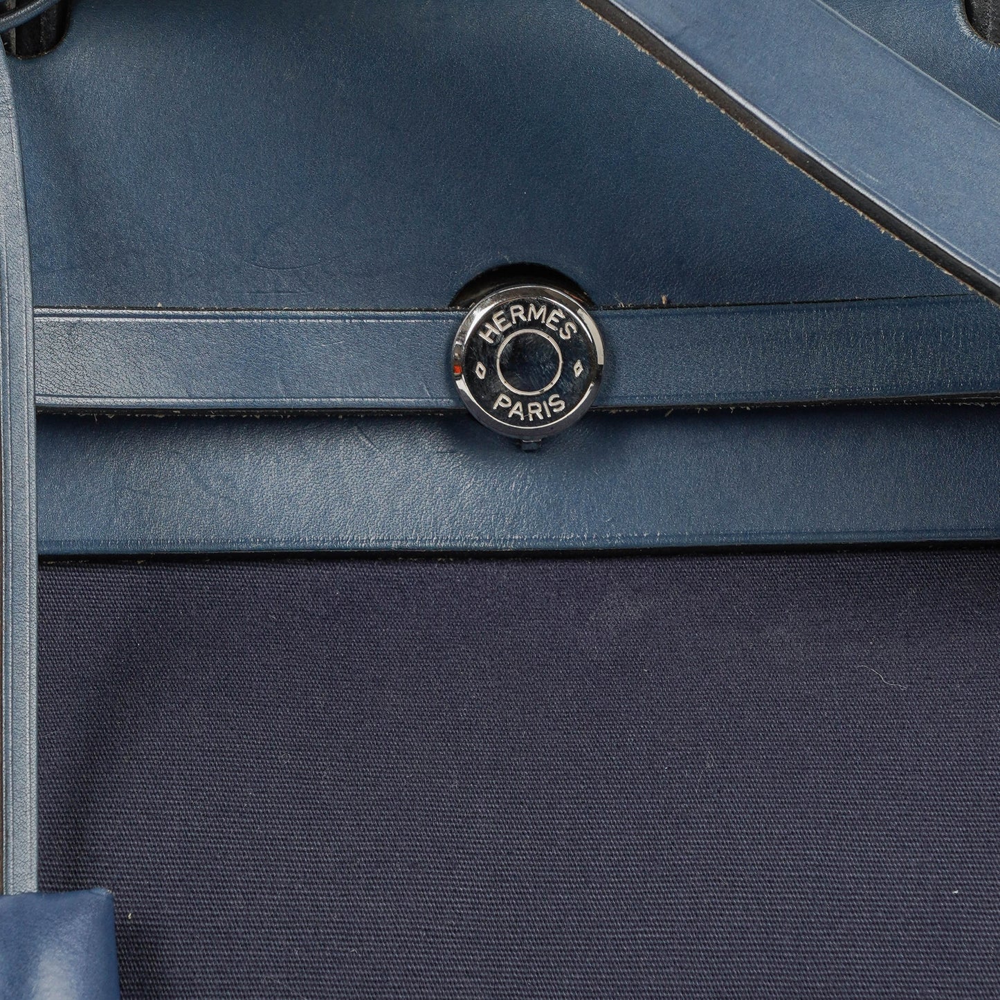 Hermès Herbag Navy Canvas Vache Hunter MM 2-in-1 Tasche