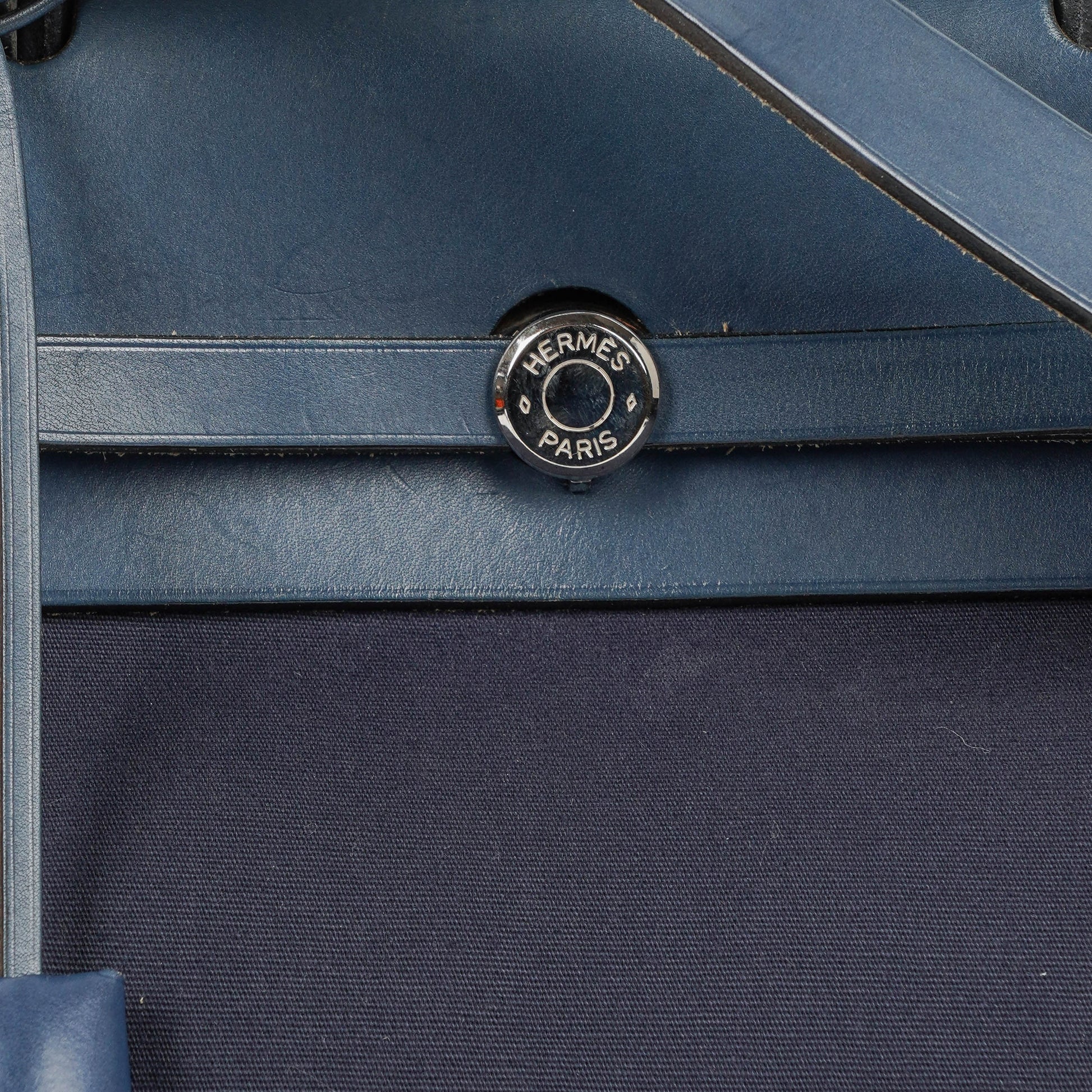 Hermès Herbag Navy Canvas Vache Hunter MM 2-in-1 Tasche