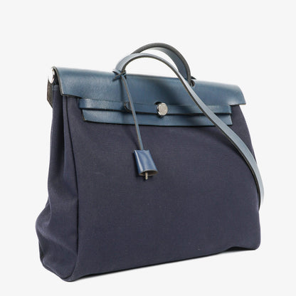Hermès Herbag Navy Canvas Vache Hunter MM 2-in-1 Tasche