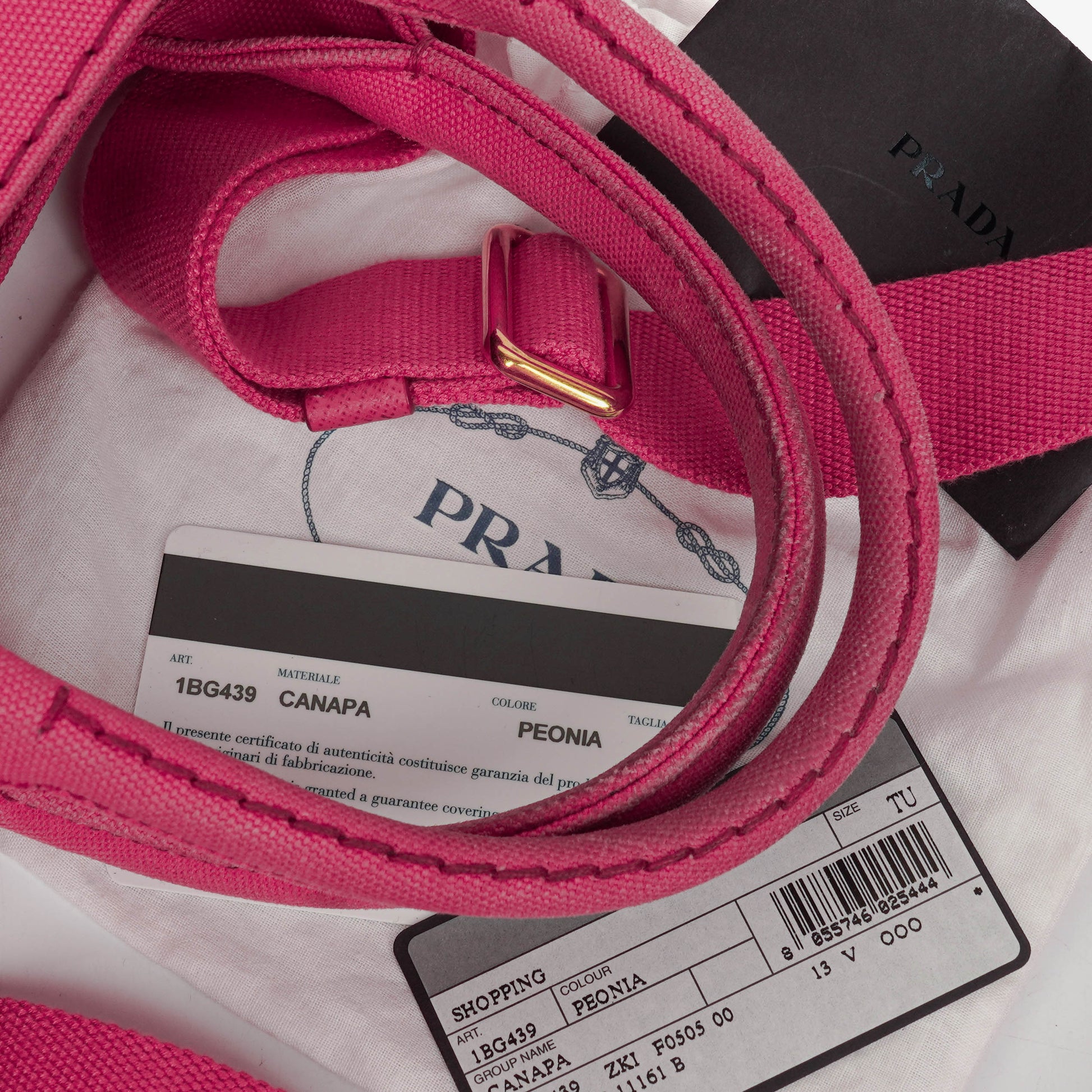 Prada Peonia Canapa Denim Logo Tote Bag
