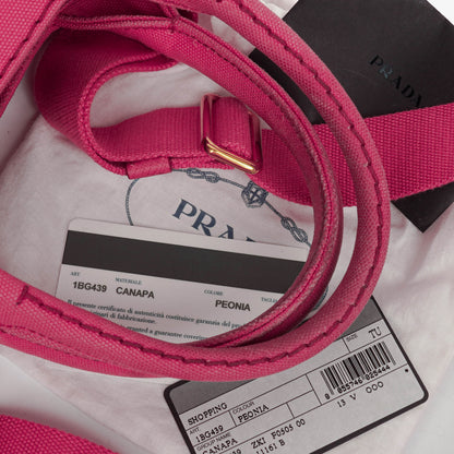 Prada Peonia Canapa Denim Logo Tote Bag