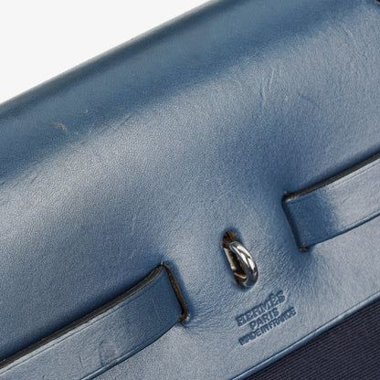 Hermès Herbag Navy Canvas Vache Hunter MM 2-in-1 Tasche