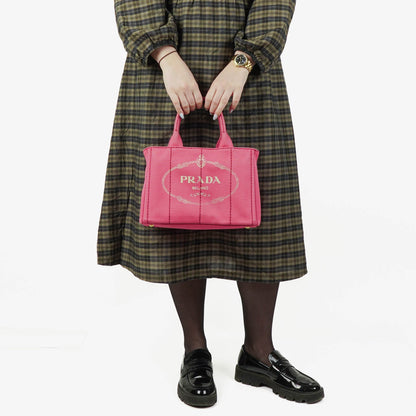 Prada Peonia Canapa Denim Logo Tote Bag