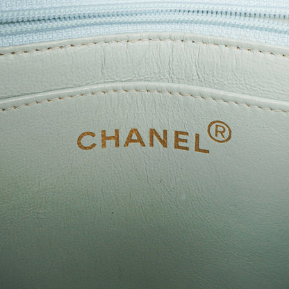 Chanel Vintage Mini Flap Tasche aus hellblauem gestepptem Wildleder